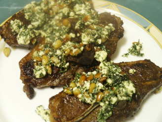 Pan-Seared Lamb Chops With Mint over Greens