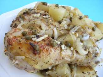 Greek-Style Roasted Chicken Legs, Potatoes and Capers