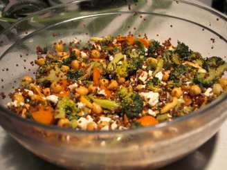 Curry Couscous and Broccoli Feta Salad With Garbanzo Beans