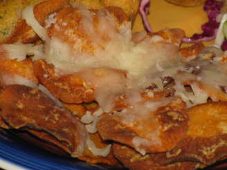 Deep-Fried Sweet Potato Chips With Mozzarella