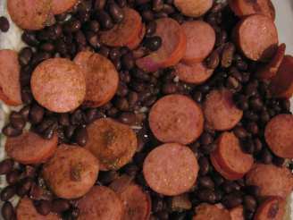 Curried Kielbasa and Black Beans