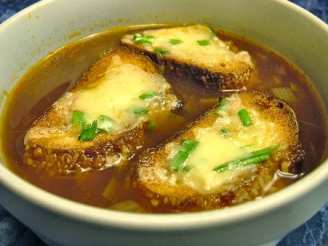 Five-Onion Soup With Scallion and Gruyere Croutons