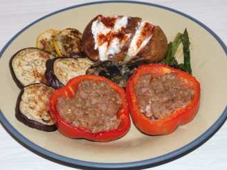 Chicken or Pork Stuffed Capsicums/Bell Peppers