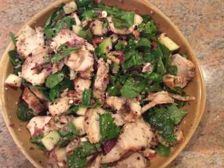 Spinach Salad With Smoked Chicken, Apple, Walnuts, Bacon
