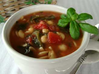 Chickpea, Spinach, and Pasta Soup