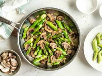 Buttery Pan Roasted Mushrooms and Asparagus