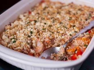 Greek Rice and Shrimp Bake With Feta Crumb Topping