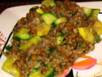 Lentil and Bulgur Pilaf With Green and Yellow Squash