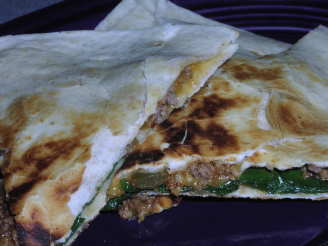 Beef, Blue Cheese and Spinach Quesadillas