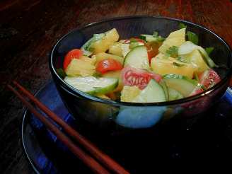 Cucumber, Tomato, and Pineapple Salad With Asian Dressing