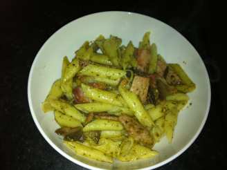 Bacon and Mushroom Penne With Sun-Dried Tomato Pesto