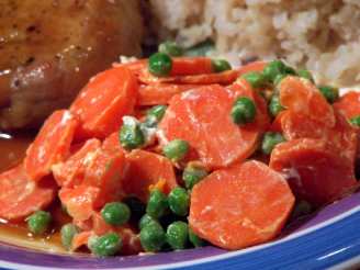 Lighter Creamy Carrots and Peas