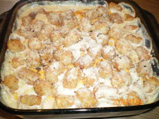 Cheesy Sausage Tater Tots - Topped Casserole