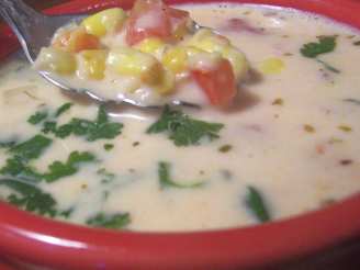 Creamy Corn Soup With Red Bell Pepper