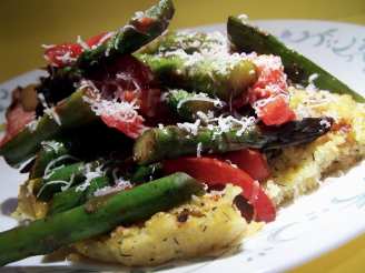 Grilled Herb Polenta  With Asparagus,  Tomatoes and Parmesan