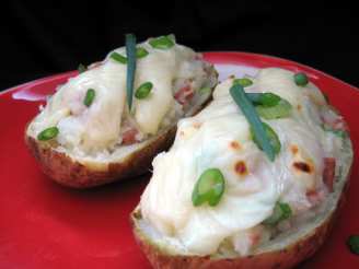 Ham and Swiss Loaded Baked Potatoes
