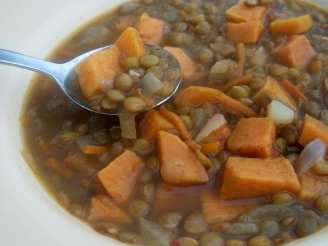 Savory Golden Lentil and Sweet Potato Soup