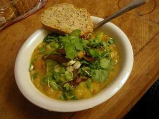 Smoky Bean Soup With Lemon-Pea Coulis and Sesame Flavored Shiita