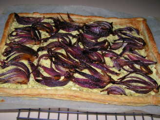 Red Onion, Goat Cheese and Basil Tart
