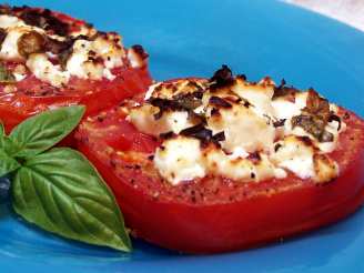 Tomatoes Broiled with Goat Cheese and Basil