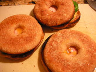 Canadian Bacon, Bagel, and Green Pepper Sandwiches