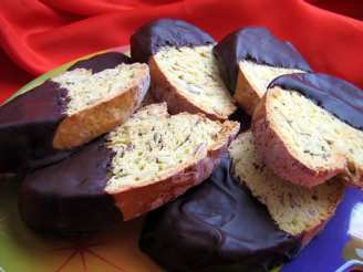 Chocolate Dipped Almond Anise Biscotti