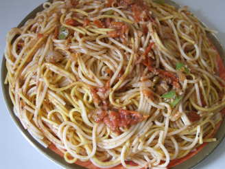 Pasta & Chinese Udong Noodles in Tomato Sauce & Sardines