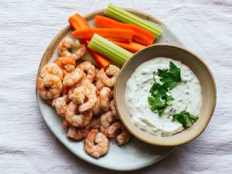 10-Minute Buffalo Shrimp With Blue Cheese Dip
