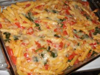 Ziti Baked With Spinach, Tomatoes, and Smoked Gouda