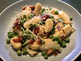 Pan-Fried Gnocchi With Bacon, Onions, & Peas