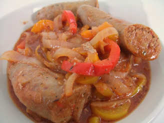 Sausage Pepper and Onions  Baked