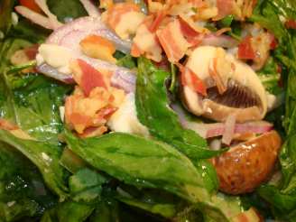 Warm Spinach Salad With Pancetta and Gorgonzola Dressing