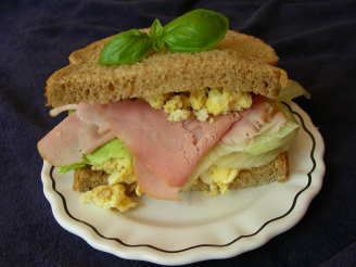 Open-Faced Sandwich Ham and Boiled Egg With Chives
