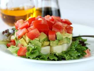 Avocado, Tomato and Mozzarella Tower Salad