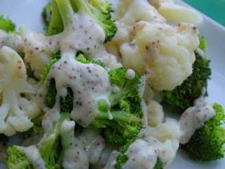 Microwave Broccoli and Cauliflower With Mustard Sauce