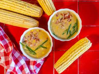 Summer Corn Chowder With Scallions Bacon & Potatoes
