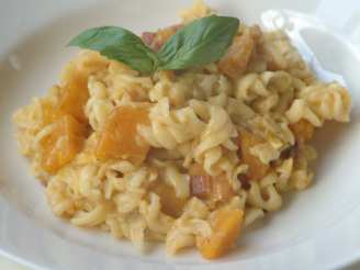 Creamy Fusilli With Yellow Squash and Bacon