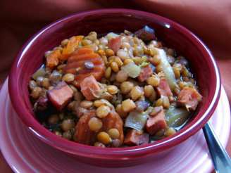 Crock Pot Lentils With Ham and Rosemary