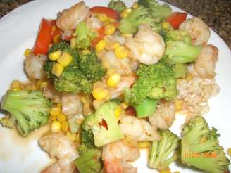 Gingered Shrimp With Corn and Broccoli