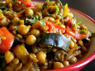 Moroccan Eggplant With Garbanzo Beans
