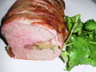 Bacon Wrapped Beef Tenderloin With Herb Stuffing