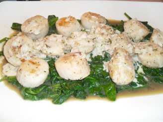 Scallops With Tarragon Cream and Wilted Butter Lettuce