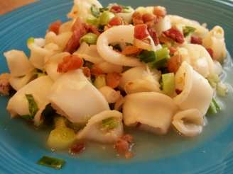 Spicy Calamari With Bacon and Scallions