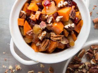 Crock Pot Sweet Potatoes & Cranberries With Toasted Pecans