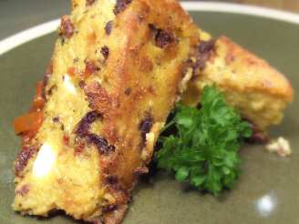 Cheesy Sun-Dried Tomato and Olive Polenta Wedges