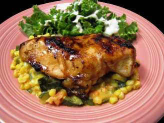 Pepper Jelly Glazed Chicken With Corn and Zucchini