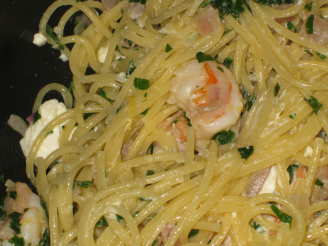 Garlic Shrimp, Lemon and Feta Spaghetti