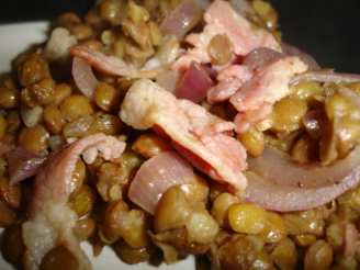 Really Easy Bacon and Red Onion Lentils