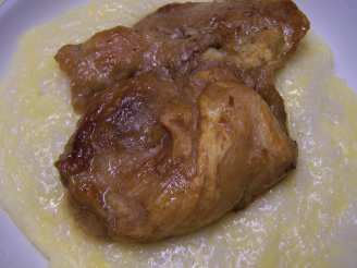Cider Braised Chicken over Smoked Cheddar Grits