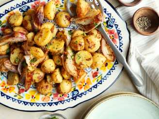 Mustard-Crusted Roast New Potatoes With Shallots and Garlic